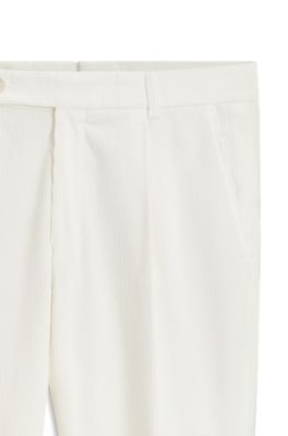 Pantalon Tapered en velours c&ocirc;tel&eacute; en tissu italien, Blanc