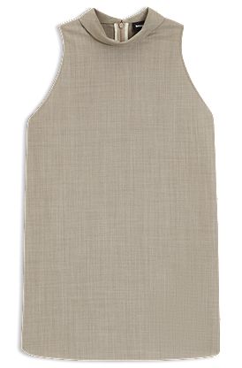 Sleeveless tailored blouse in stretch virgin wool