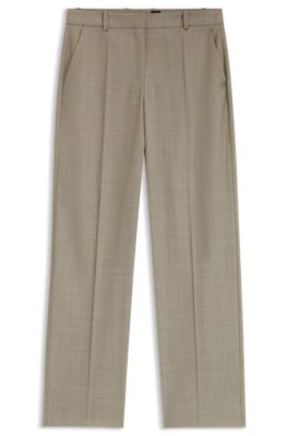 Pantalon Relaxed en laine vierge chin&eacute;e avec stretch, Blanc