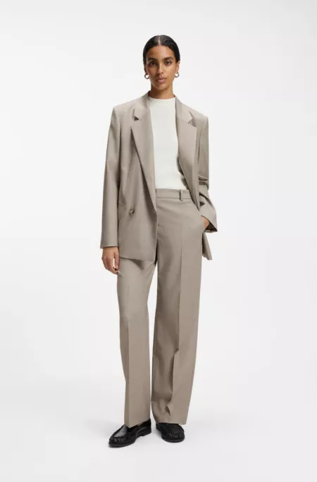 Relaxed-fit pants in melange virgin wool with stretch