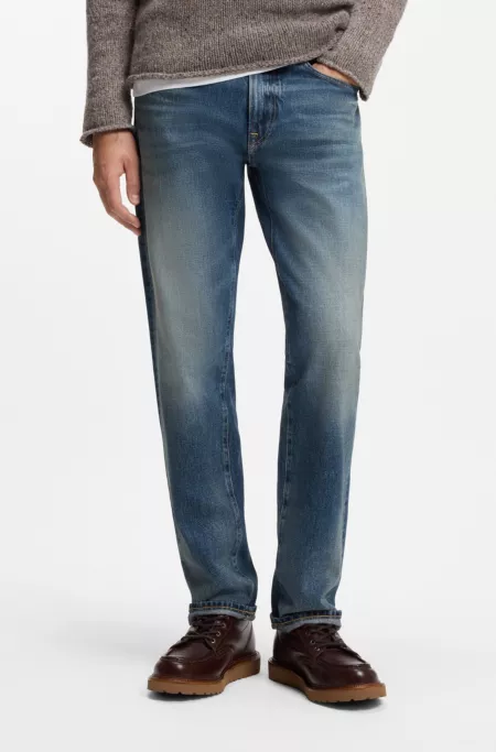 BOSS BY BECKHAM slim-fit jeans in blue denim