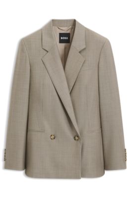 Blazer Regular en laine vierge italienne stretch, Blanc
