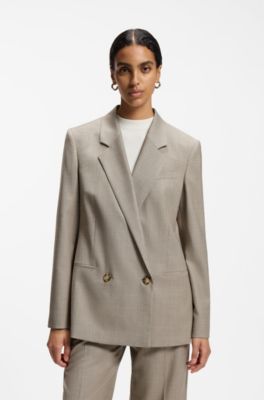 Blazer Regular en laine vierge italienne stretch, Blanc