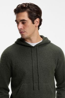 BOSS BY BECKHAM hoodie in virgin wool and cashmere, Dark Green