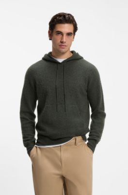 BOSS BY BECKHAM hoodie in virgin wool and cashmere, Dark Green