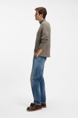 BOSS BY BECKHAM sweater in virgin-wool tweed, Light Brown