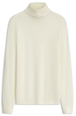 BOSS BY BECKHAM turtleneck sweater in virgin wool and cashmere, White