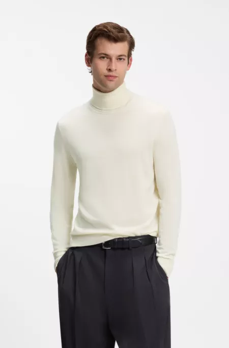 BOSS BY BECKHAM turtleneck sweater in virgin wool and cashmere