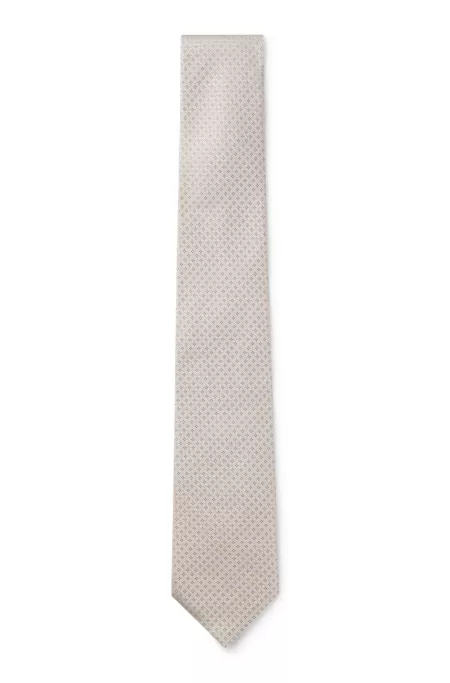 Jacquard-patterned tie in pure wool