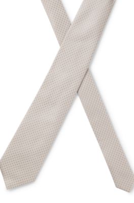 Jacquard-patterned tie in pure wool, Dark Brown