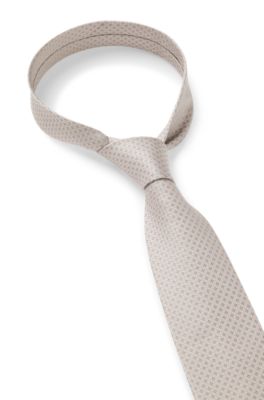 Jacquard-patterned tie in pure wool, Dark Brown
