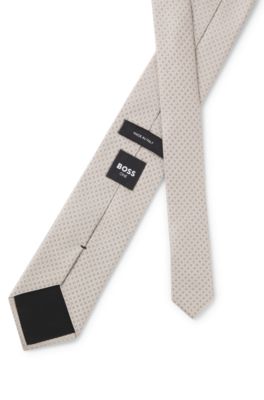 Corbata de lana pura con motivo jacquard, Marr&oacute;n oscuro