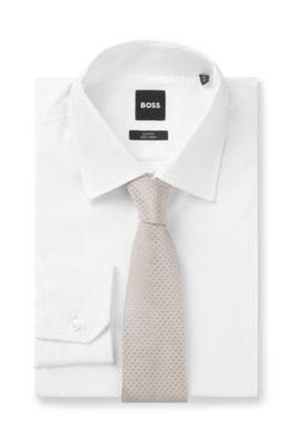 Corbata de lana pura con motivo jacquard, Marr&oacute;n oscuro