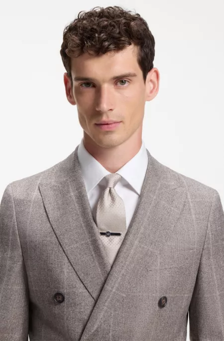 Jacquard-patterned tie in pure wool