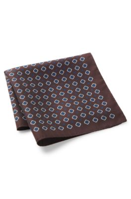 BOSS ONE Pochette de costume en soie &agrave; motif imprim&eacute;, Marron fonc&eacute;