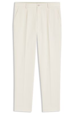 Pantalones tapered-fit en tejido italiano microestampado, Blanco