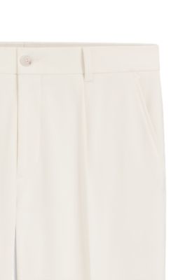 Pantalones tapered-fit en tejido italiano microestampado, Blanco