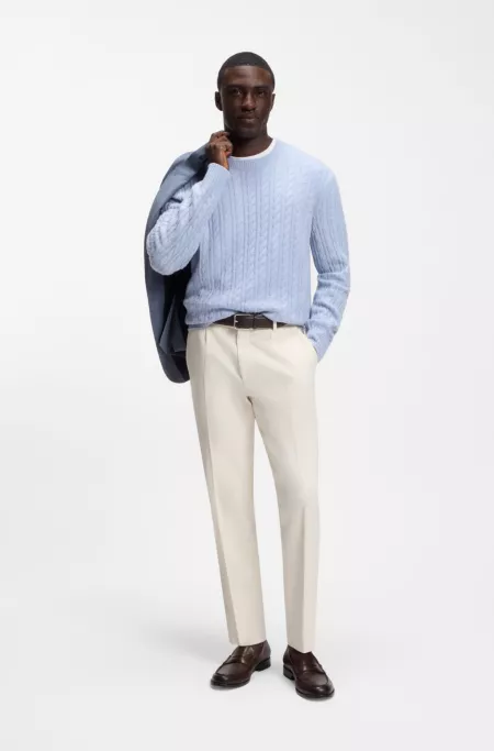 Tapered-fit pants in Italian micro-patterned fabric