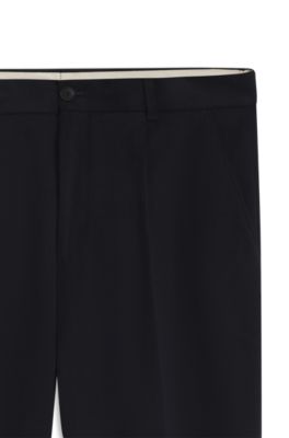 Tapered-fit pants in Italian micro-patterned fabric, Dark Blue