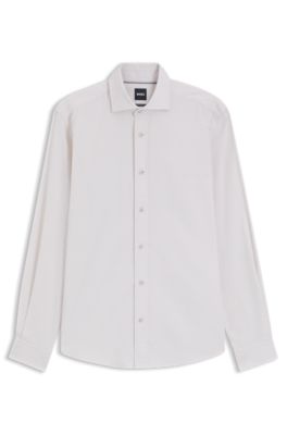 Regular-fit shirt in cotton baby corduroy, White