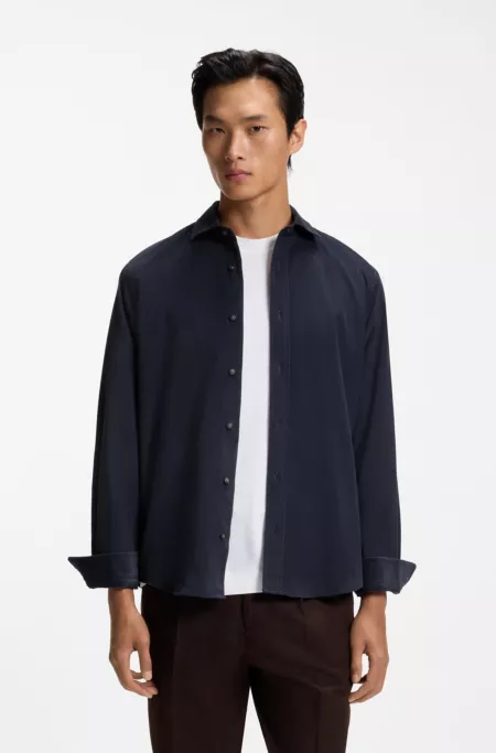 Regular-fit shirt in cotton baby corduroy