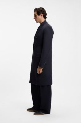 BOSS BY BECKHAM abrigo largo de lana virgen y cashmere, Azul oscuro