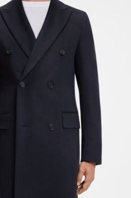 BOSS BY BECKHAM long coat in virgin wool and cashmere, Dark Blue