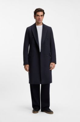 BOSS BY BECKHAM abrigo largo de lana virgen y cashmere, Azul oscuro