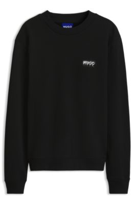 Cotton-terry sweatshirt with logo artwork, Black