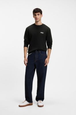 Cotton-terry sweatshirt with logo artwork, Black