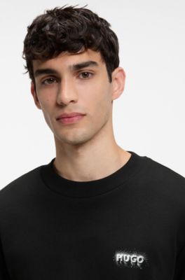Cotton-terry sweatshirt with logo artwork, Black