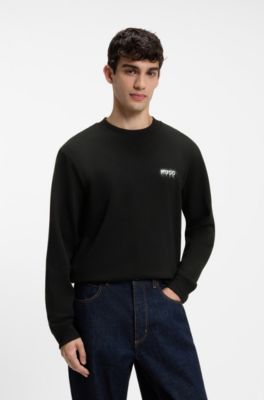 Cotton-terry sweatshirt with logo artwork, Black