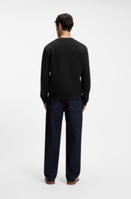 Sudadera de felpa de algod&oacute;n con ilustraci&oacute;n de logo, Negro