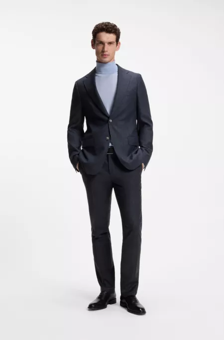 Patterned slim-fit blazer in Italian virgin wool