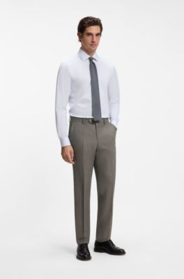 BOSS BY BECKHAM slim-fit suit pants in Italian wool, Dark Brown