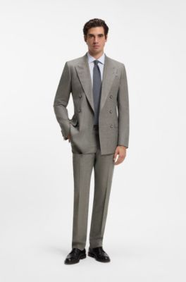 BOSS BY BECKHAM slim-fit suit pants in Italian wool, Dark Brown