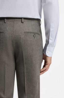 BOSS BY BECKHAM slim-fit suit pants in Italian wool, Dark Brown