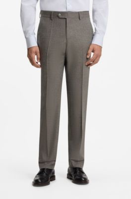 BOSS BY BECKHAM slim-fit suit pants in Italian wool, Dark Brown