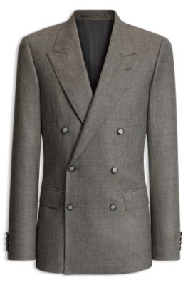 BOSS BY BECKHAM slim-fit suit jacket in virgin wool, Dark Brown