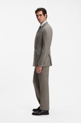 BOSS BY BECKHAM slim-fit suit jacket in virgin wool, Dark Brown