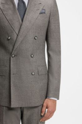 BOSS BY BECKHAM slim-fit suit jacket in virgin wool, Dark Brown