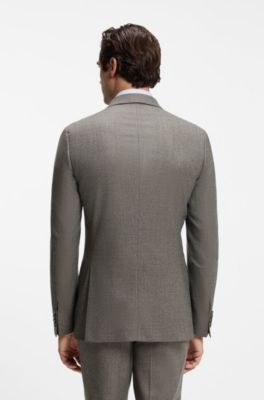 BOSS BY BECKHAM slim-fit suit jacket in virgin wool, Dark Brown