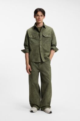 Camisa oversize fit en lona de algod&oacute;n con estampado de serpiente, Cal
