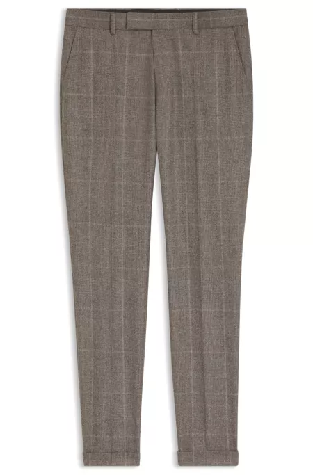 Checked slim-fit pants in Italian virgin wool