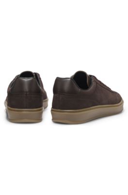 BOSS BY BECKHAM sneakers in textured nubuck leather, Dark Brown