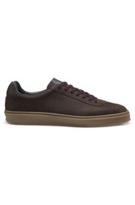 BOSS BY BECKHAM deportivas en piel nobuk con textura, Marr&oacute;n oscuro