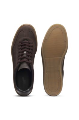 BOSS BY BECKHAM deportivas en piel nobuk con textura, Marr&oacute;n oscuro