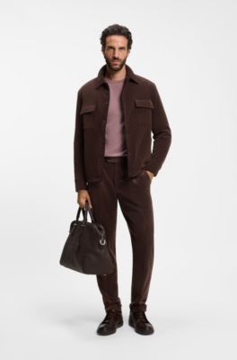 Reversible relaxed-fit padded overshirt in corduroy, Light Brown