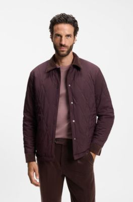 Reversible relaxed-fit padded overshirt in corduroy, Light Brown