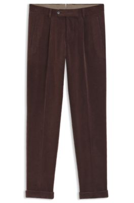 Tapered-fit pants in cotton-blend corduroy, Light Brown